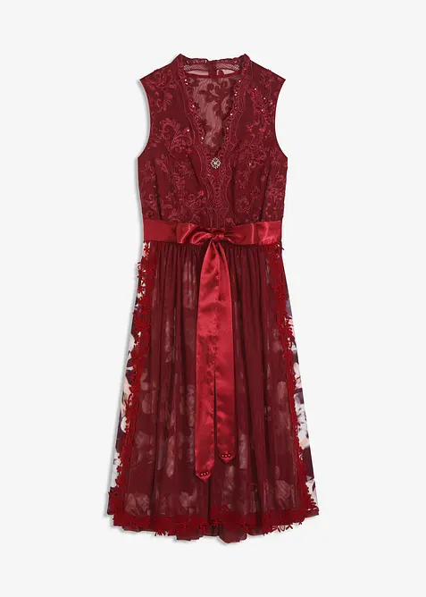Dirndl med broderi och sammetskjol (2 delar), bonprix