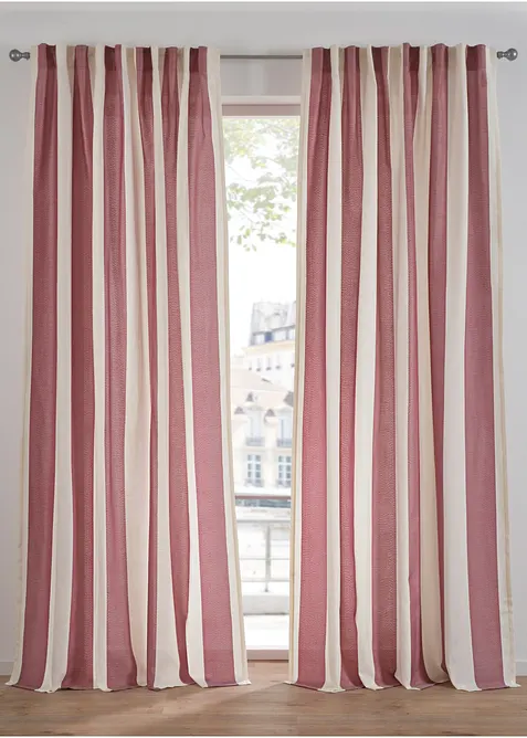 Gardinlängd med ränder och återvunnen polyester (1-pack), bonprix