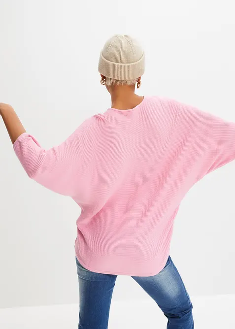 Ribbstickad oversizetröja i viskosmix, bonprix