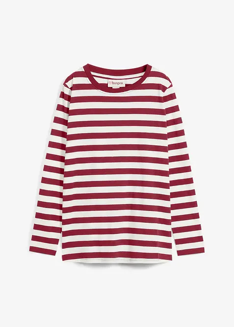 L&aring;ng&auml;rmad randig topp av ren ekologisk bomull, bonprix