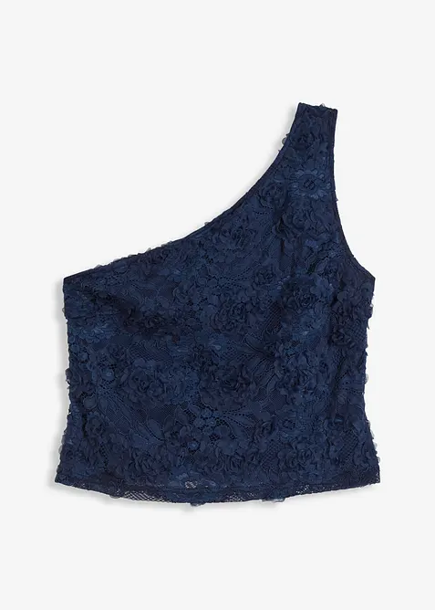 One shoulder-linne med broderi, bonprix