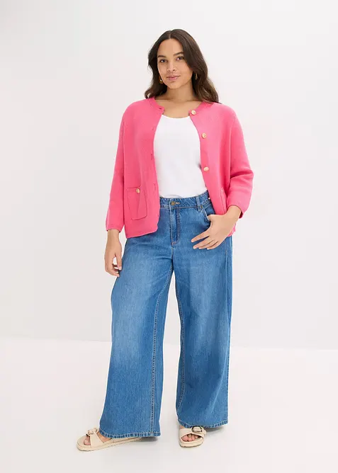 Stickad kofta av bomull, bonprix