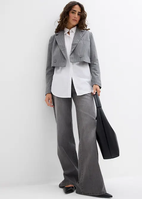 Kort kavaj med krage och slag, bonprix