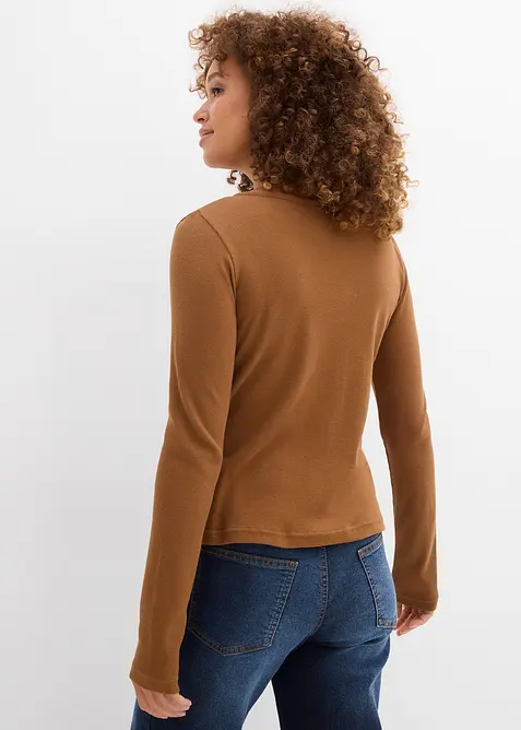 Ribbstickad topp av ekologisk bomull, bonprix