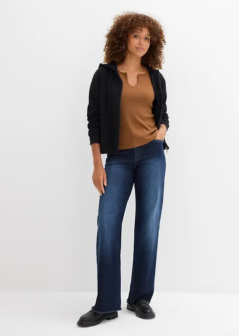 Ribbstickad topp av ekologisk bomull, bonprix