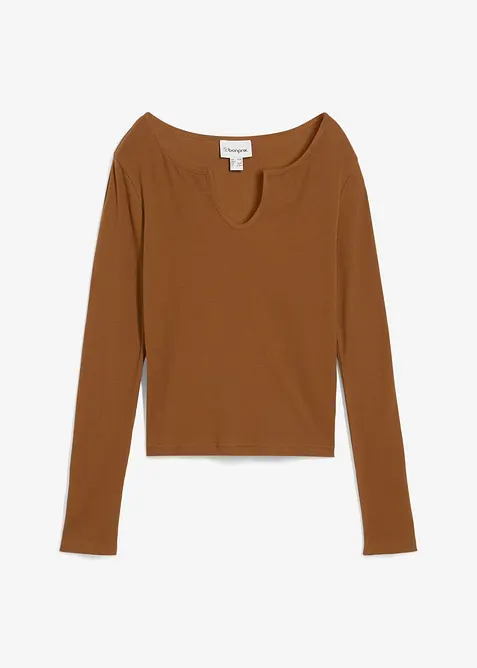 Ribbstickad topp av ekologisk bomull, bonprix