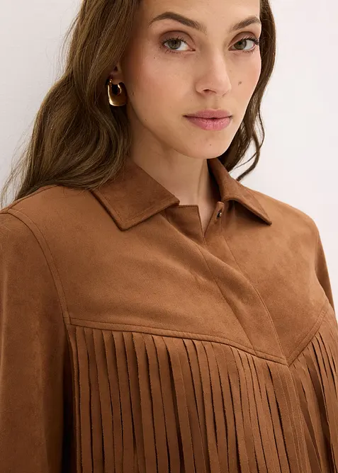 Jacka i mockaimititation med fransar, bonprix