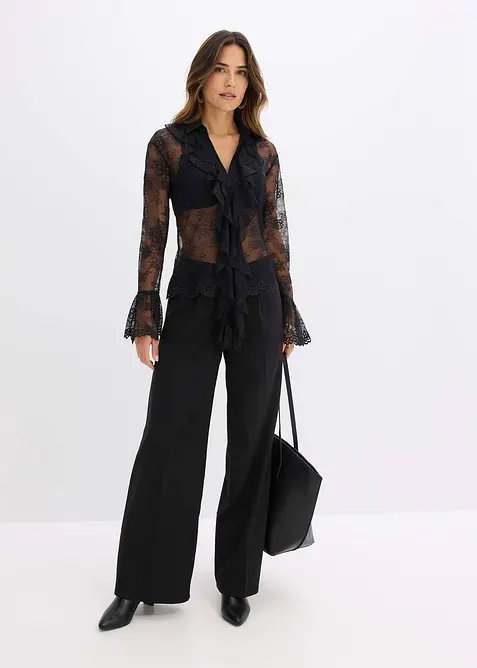 Blus med spets, bonprix