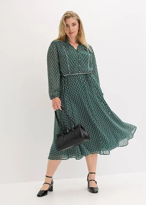 M&ouml;nstrad chiffongkl&auml;nning med kontrasterande passpoaler, bonprix