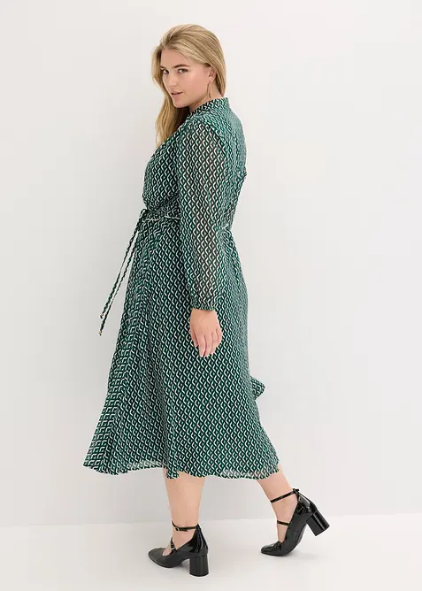 M&ouml;nstrad chiffongkl&auml;nning med kontrasterande passpoaler, bonprix