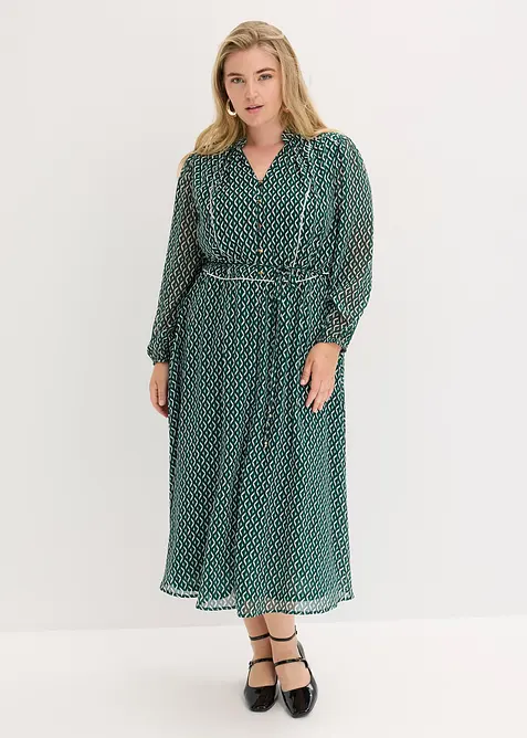 M&ouml;nstrad chiffongkl&auml;nning med kontrasterande passpoaler, bonprix