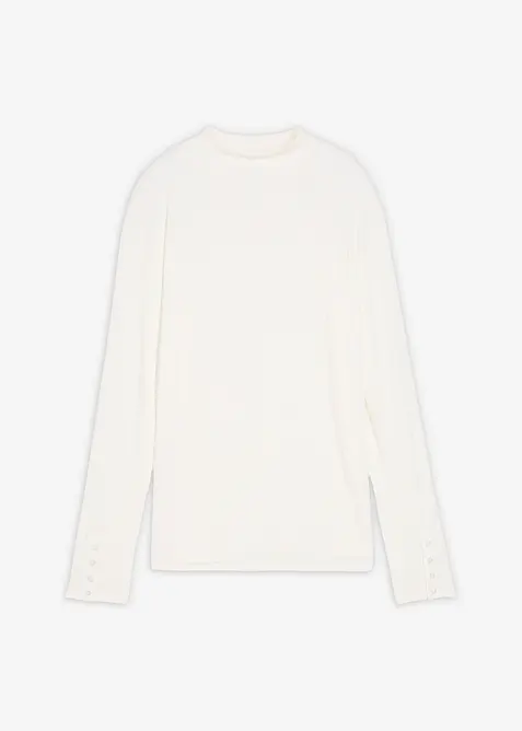 Ribbstickad topp med långa ärmar, bonprix