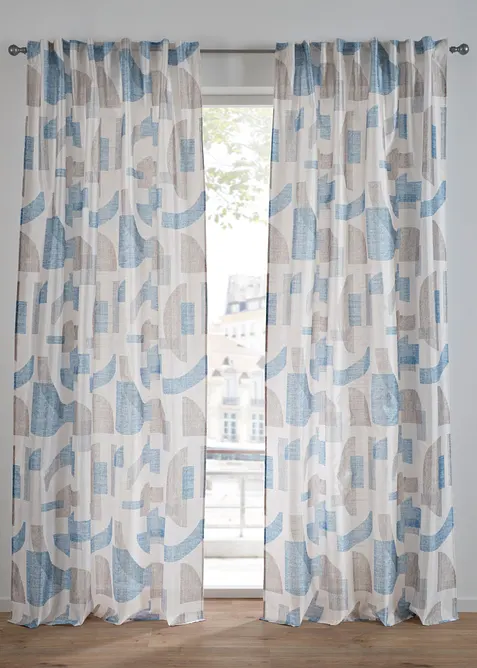 Mönstrad gardinlängd med sidenlook (1-pack), bonprix