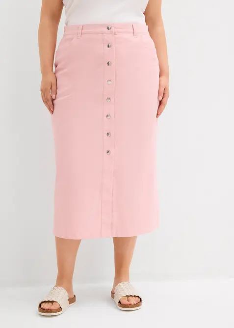 Midikjol av twill, bonprix