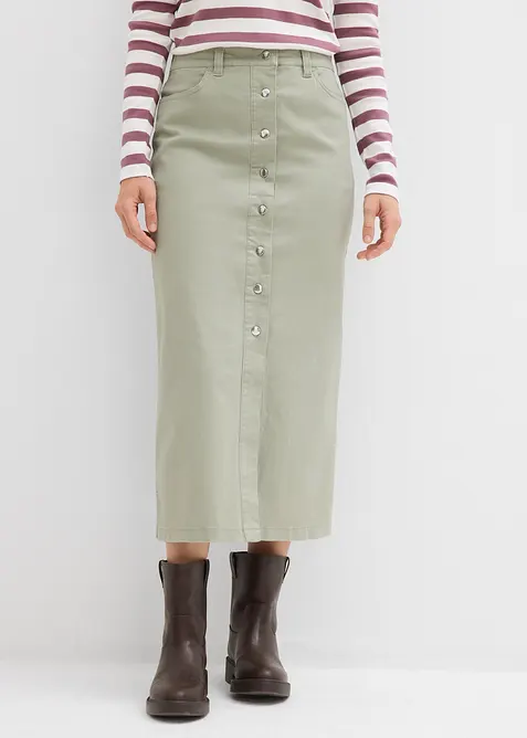 Midikjol av twill, bonprix