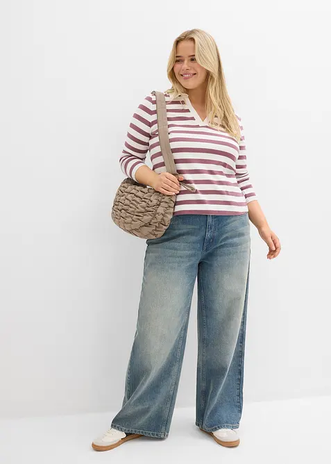 Pik&eacute;tr&ouml;ja av ribbat material, l&aring;nga &auml;rmar, bonprix