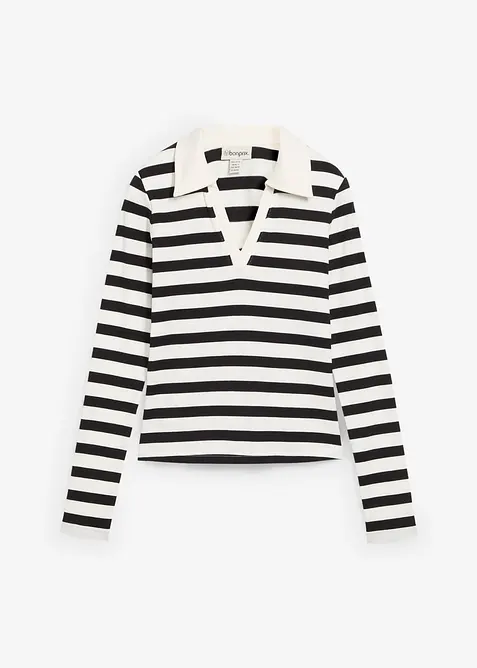 Pik&eacute;tr&ouml;ja av ribbat material, l&aring;nga &auml;rmar, bonprix