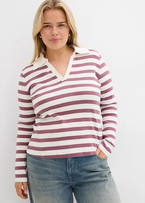 Pik&eacute;tr&ouml;ja av ribbat material, l&aring;nga &auml;rmar, bonprix