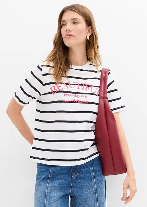 Randig T-shirt av ren bomull, bonprix