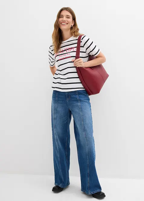 Randig T-shirt av ren bomull, bonprix