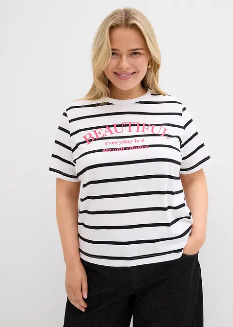 Randig T-shirt av ren bomull, bonprix