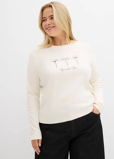 Långärmad topp av ren bomull, bonprix