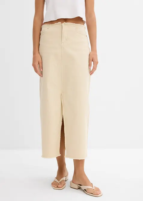 Twillkjol med fransar, bonprix