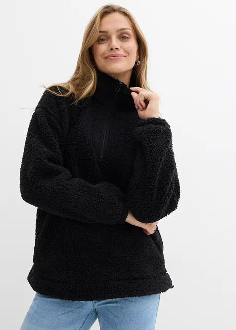 Fleecetröja med ståkrage, bonprix