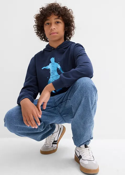 Sweatshirt med huva i mjuk bomullsmix, bonprix