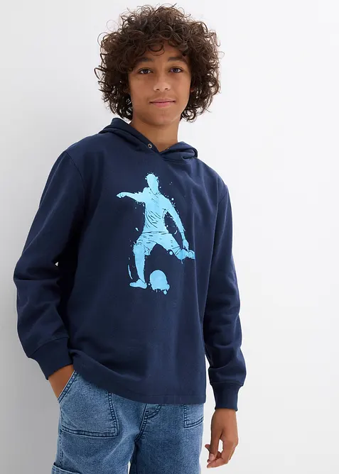Sweatshirt med huva i mjuk bomullsmix, bonprix