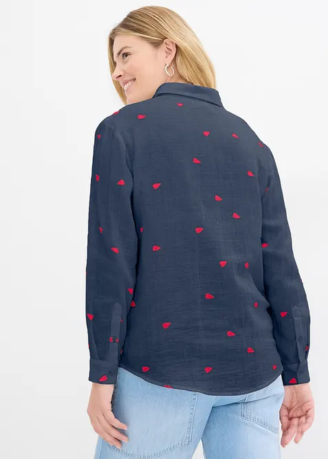 Hjärtmönstrad muslinblus, bonprix