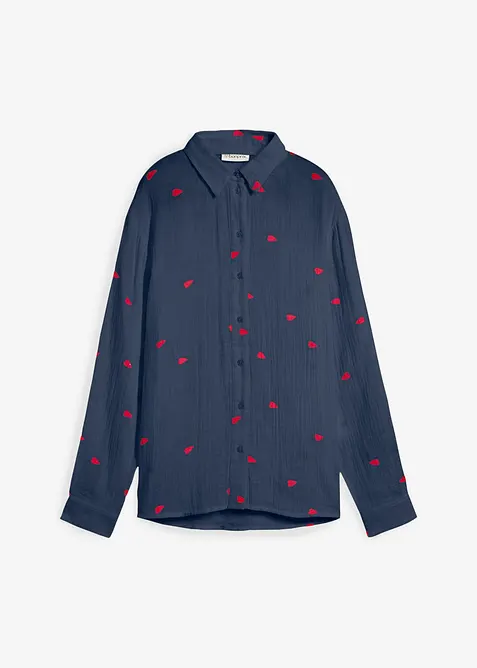 Hjärtmönstrad muslinblus, bonprix