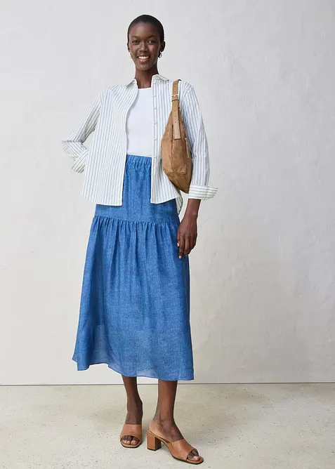 Maxikjol med silke, bonprix