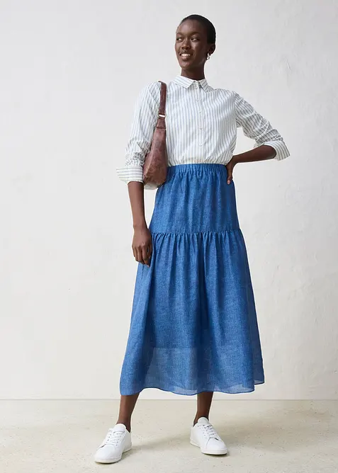 Skjortblus med silke, bonprix