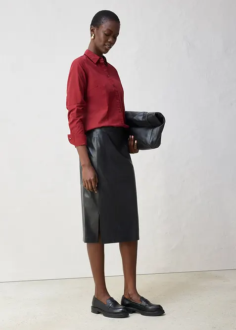 Skjortblus med silke, bonprix