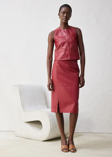 Skinnkjol med slits, bonprix