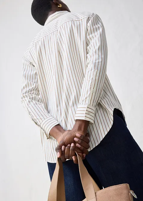 Skjortblus med silke, bonprix