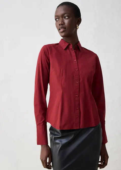 Skjortblus med silke, bonprix