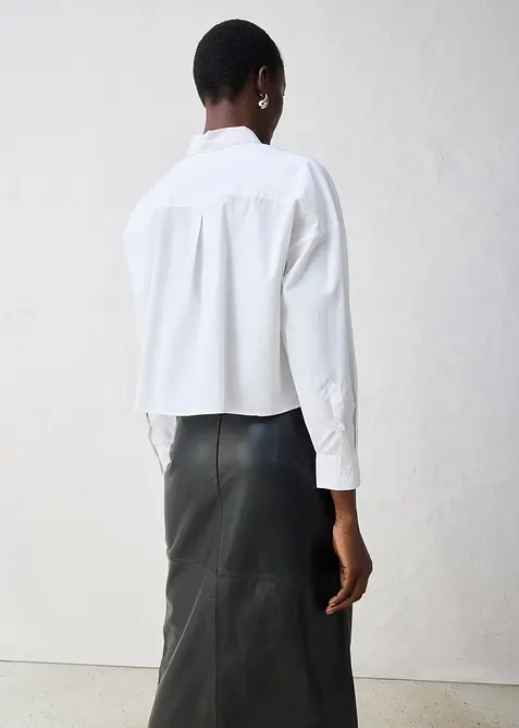 Skjortblus i oversizemodell med siden, bonprix