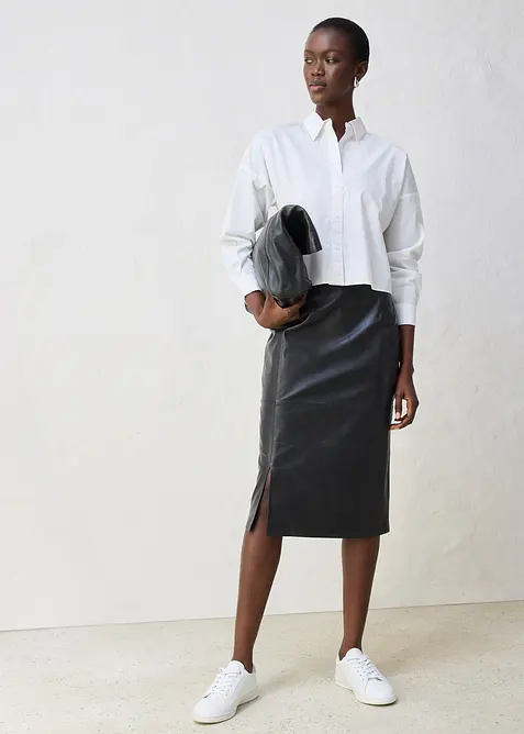 Skjortblus i oversizemodell med siden, bonprix