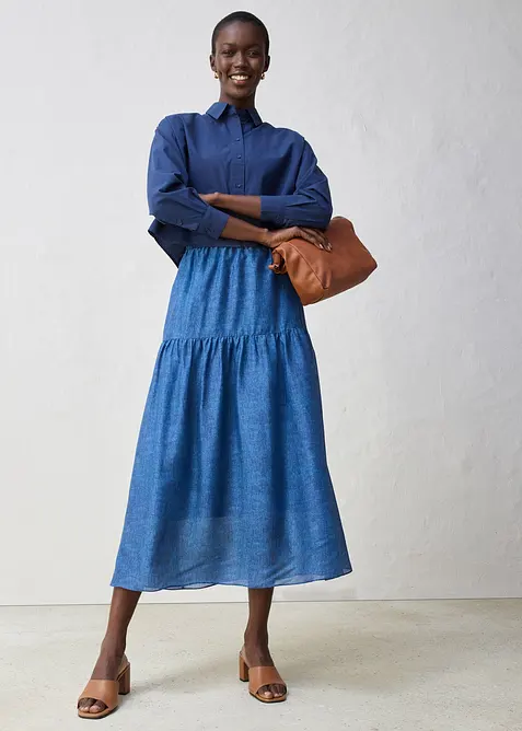 Skjortblus i oversizemodell med siden, bonprix