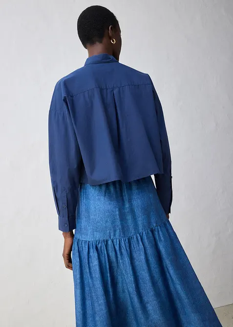 Skjortblus i oversizemodell med siden, bonprix