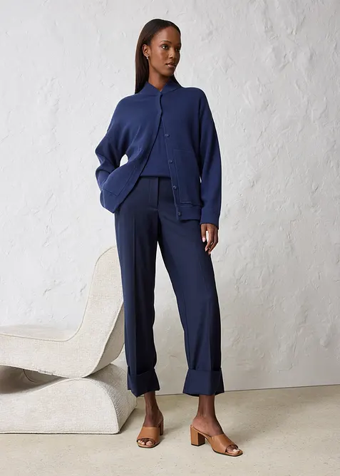 Flared byxa med ull, bonprix