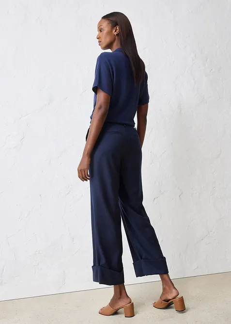 Flared byxa med ull, bonprix