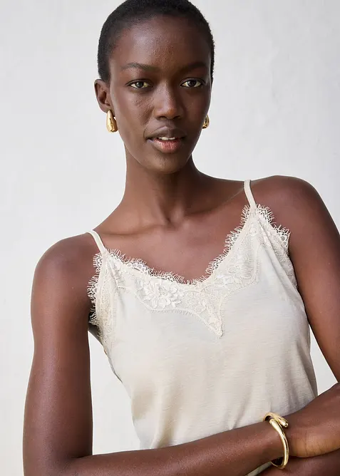 Linne med ull och spets, bonprix