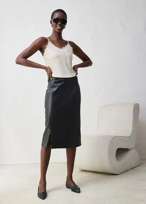 Linne med ull och spets, bonprix