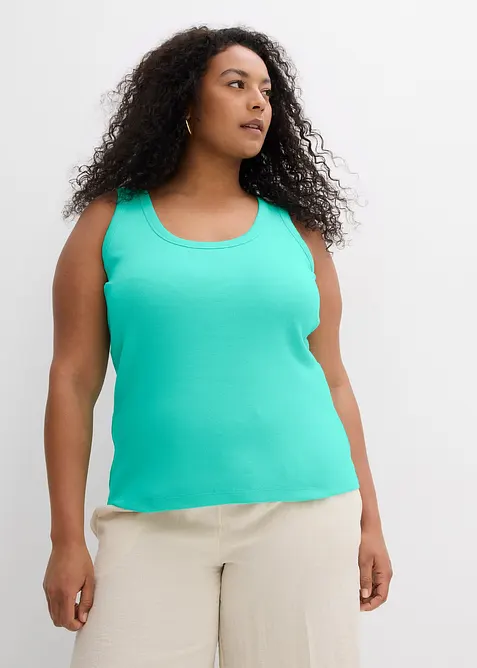 Ribbat linne med ekologisk bomull (2-pack), bonprix