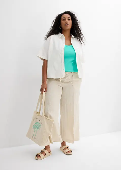 Ribbat linne med ekologisk bomull (2-pack), bonprix