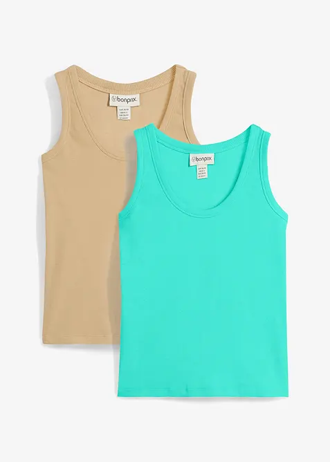 Ribbat linne med ekologisk bomull (2-pack), bonprix