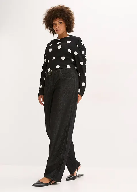 Långärmad topp av crêpe, bonprix